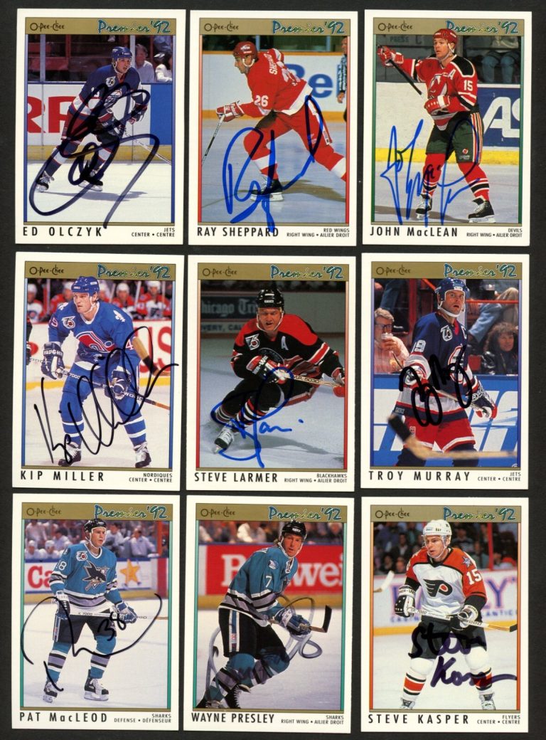 9 different signed autographed 1992 O-Pee-Chee Premier Hockey READ DESCRIPTION!