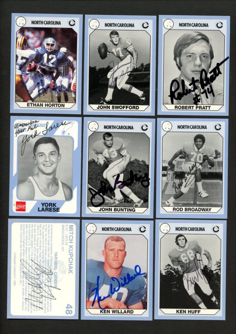 9 different signed autographed North Carolina Collegiate Cards READ DESCRIPTION!