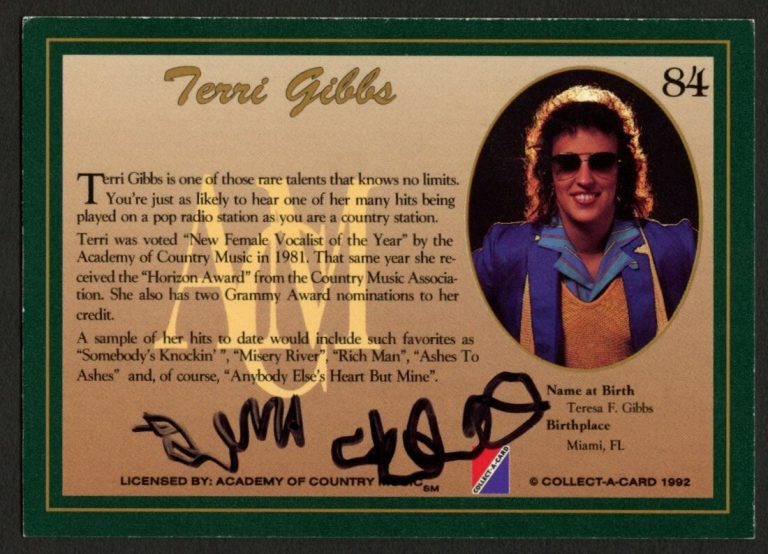Terri Gibbs #84 signed autograph 1992 Collect-A-Card Country Classics