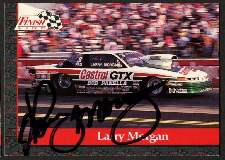 Larry Morgan #97 signed autograph auto 1993 Finish Line NHRA Trading Card