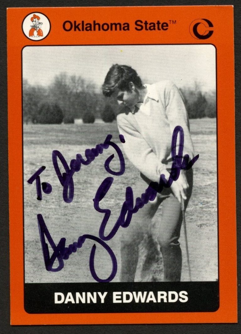 Danny Edwards #82 signed autograph 1991 Oklahoma State Collegiate Collection