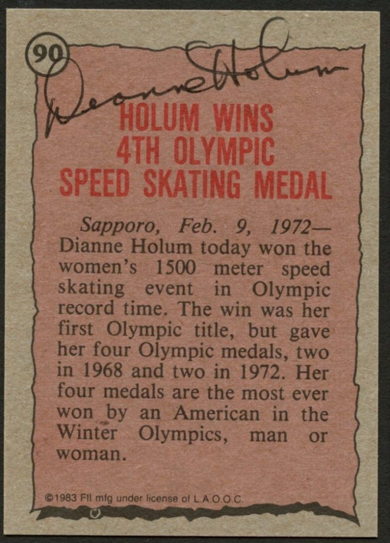 Dianne Holum #90 signed autograph 1983 Topps Greatest Olympians Trading Card