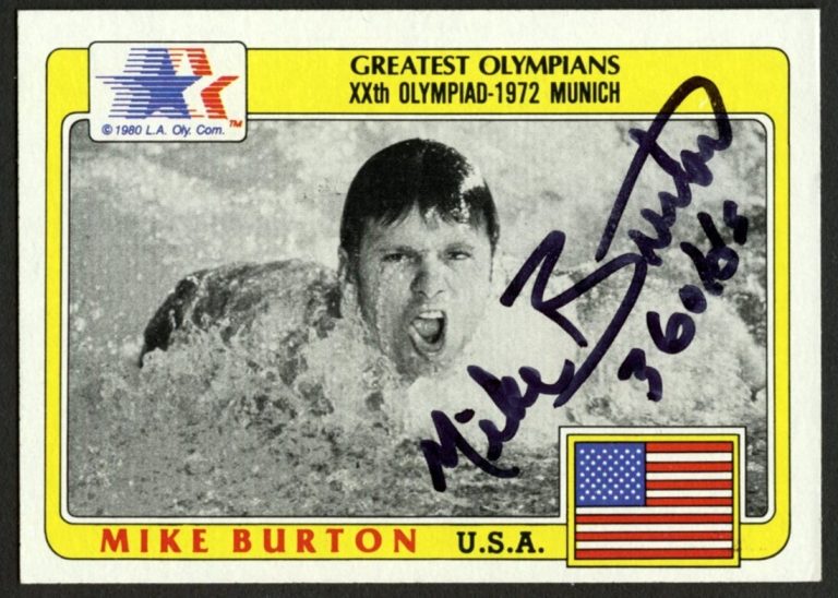 Mike Burton #10 signed autograph 1983 Topps Greatest Olympians Trading Card