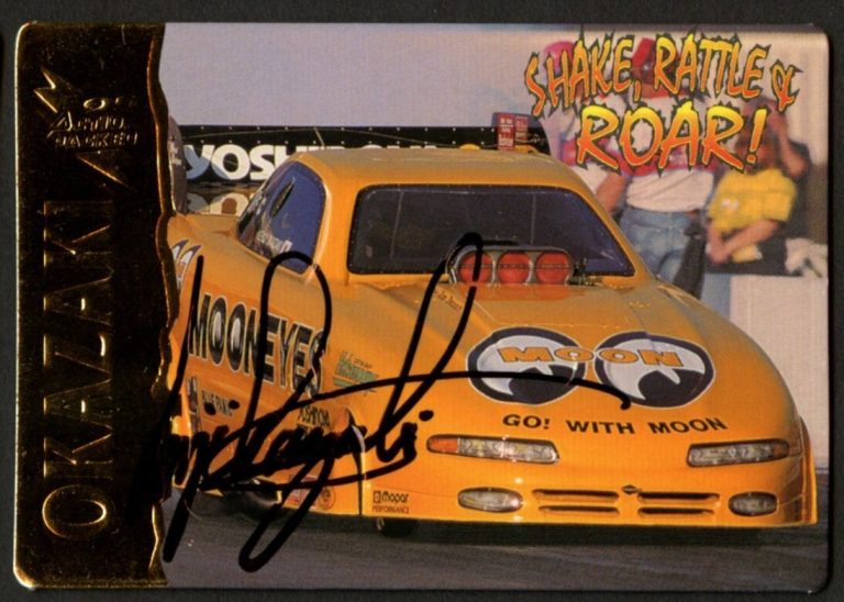 Kenji Okazaki #20 signed autograph auto 1995 Action Packed NHRA Trading Card
