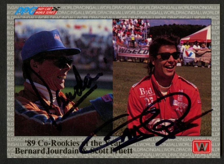 Bernard Jourdain & Scott Pruett signed autograph 1991 PPG Indy Car Trading Card