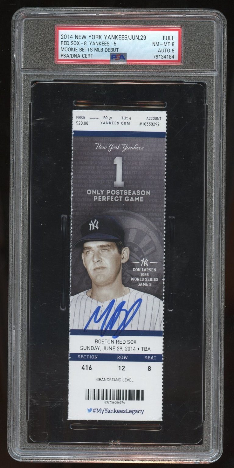 Mookie Betts signed autograph auto MLB Debut Game Full Ticket PSA Slabbed