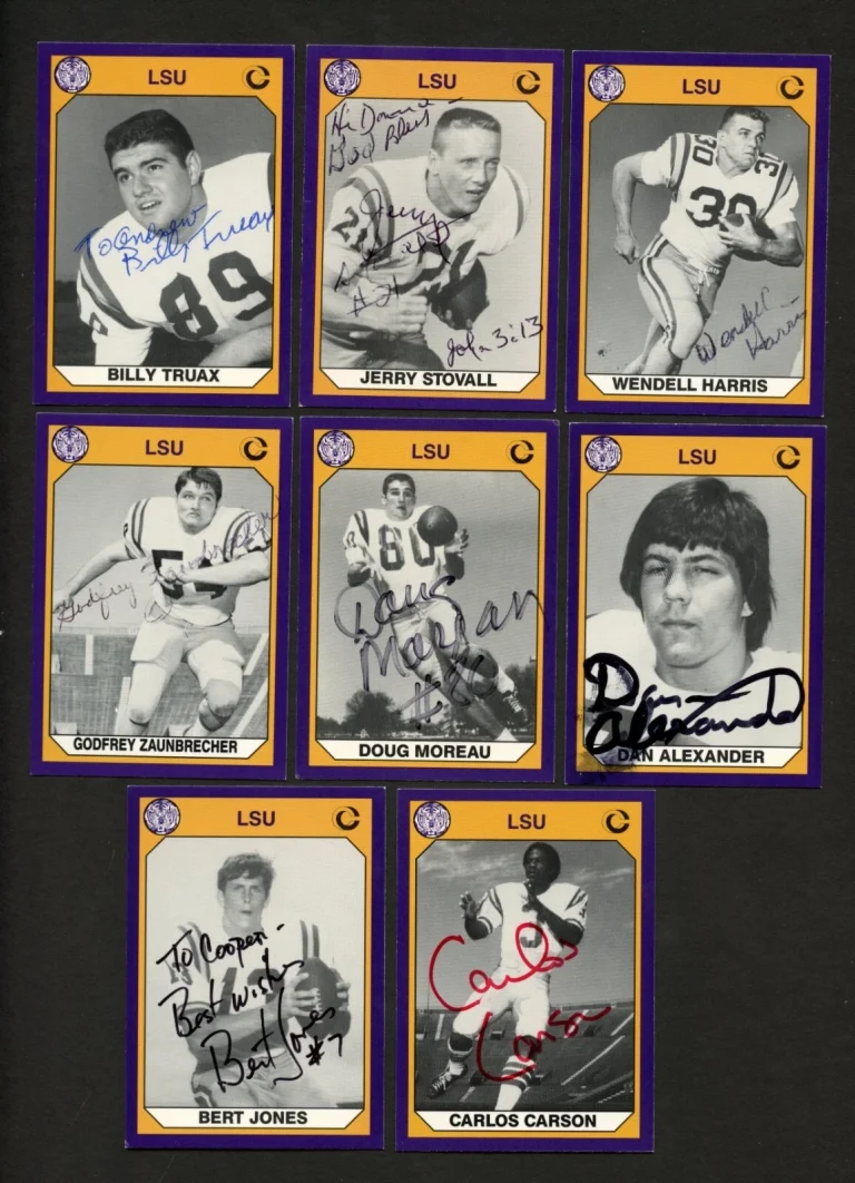 8 different signed autographed 1990 Collegiate Collection LSU READ DESCRIPTION!