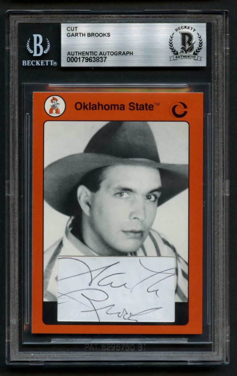 Garth Brooks signed autograph Oklahoma State Custom Cut Card BAS Slabbed