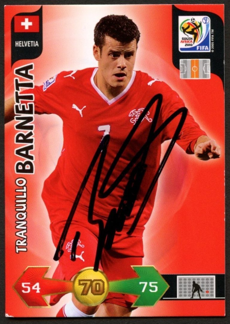 Tranquillo Barnetta #70 signed autograph 2010 FIFA World Cup Panini Soccer Card