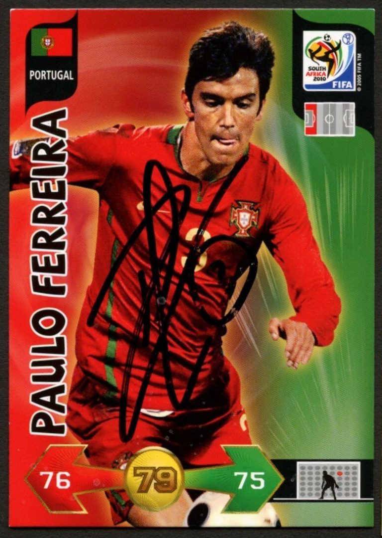 Paulo Ferreira #79 signed autograph 2010 FIFA World Cup Panini Soccer Card