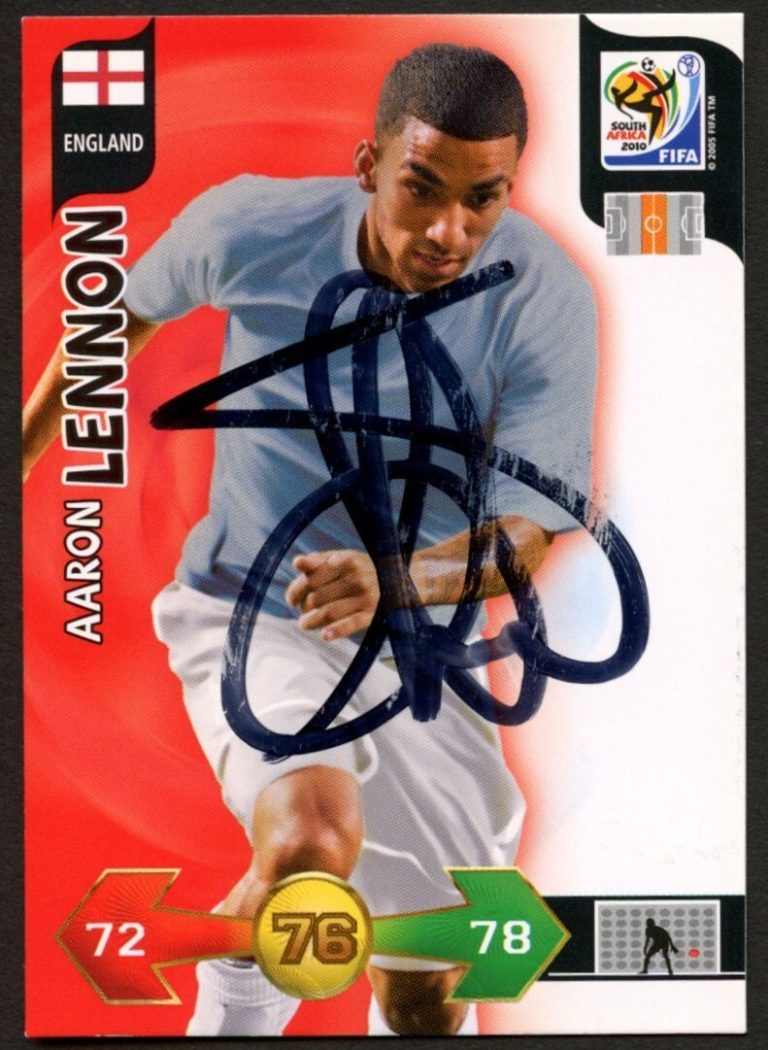 Aaron Lennon #76 signed autograph 2010 FIFA World Cup Panini Soccer Trading Card