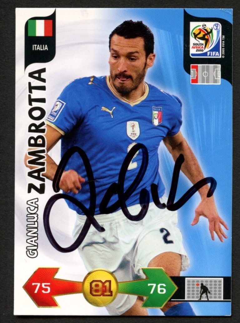 Gianluca Zambrotta #81 signed autograph 2010 FIFA World Cup Panini Soccer Card