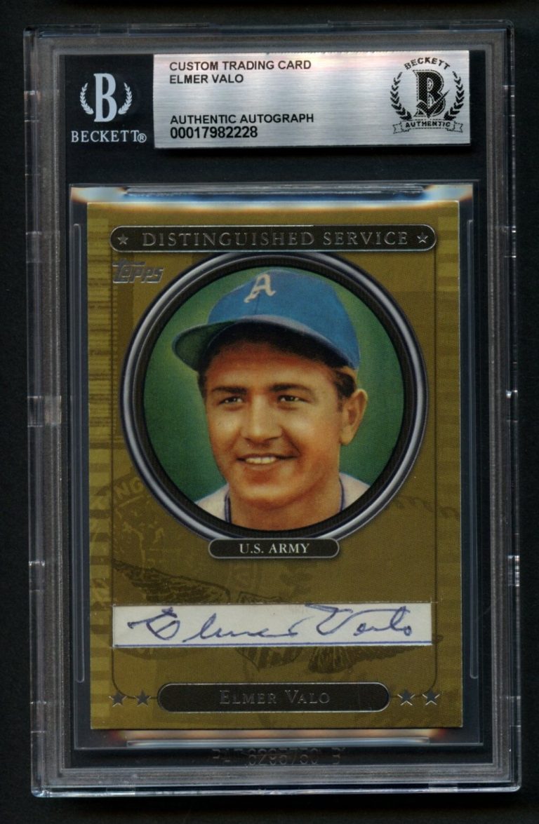 Elmer Valo signed autograph Distinguished Service Custom Cut Card BAS Slabbed