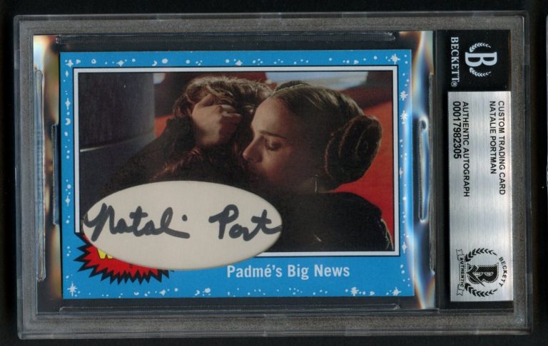 Natalie Portman signed autograph Custom Cut Card Padme Star Wars BAS Slabbed