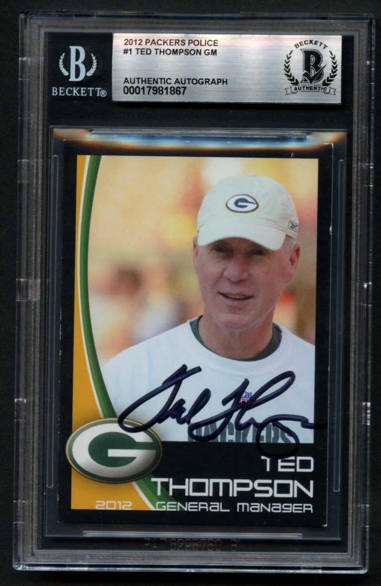 Ted Thompson #1 signed autograph 2012 Packers Police GM Packers BAS Slab