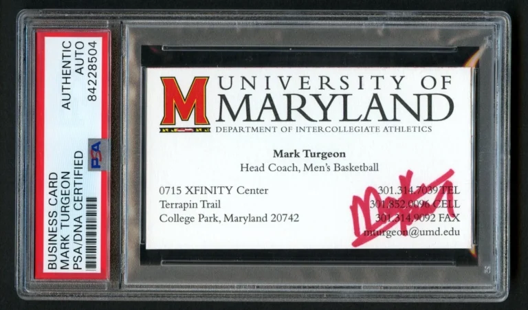 Mark Turgeon signed autograph Head Basketball Coach Maryland Business Card PSA