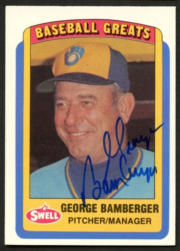 George Bamberfger #23 signed autograph 1990 CMC Swell Baseball Greats Card