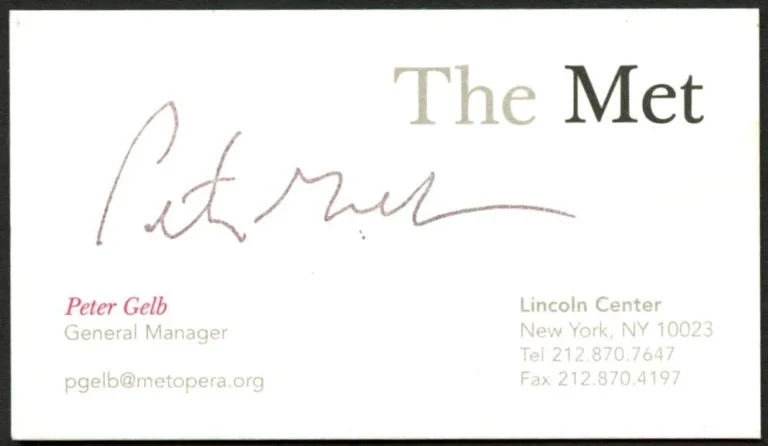 Peter Gelb signed autograph General Manager The Met Business Card BC858