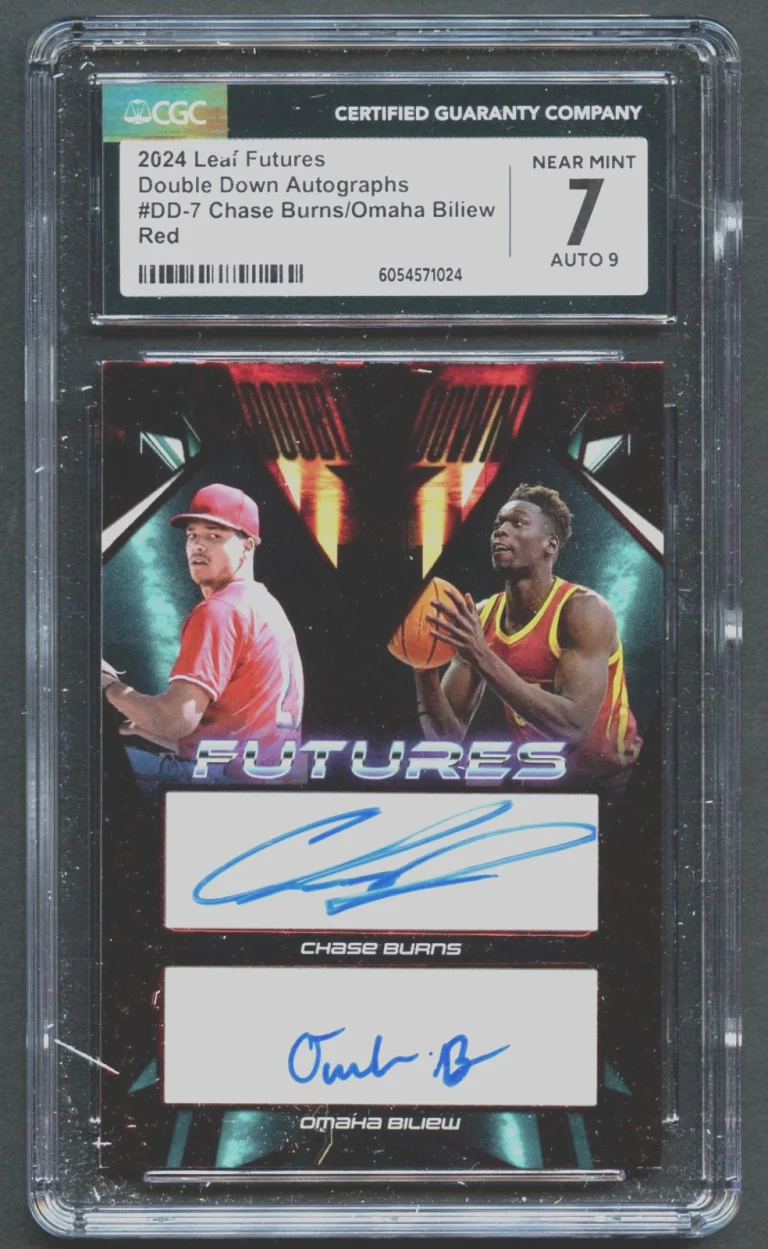 Chase Burns & Omaha Biliew #DD-7 Leaf 2024 Futures Autographs 3/10 CGC 7 Auto 9