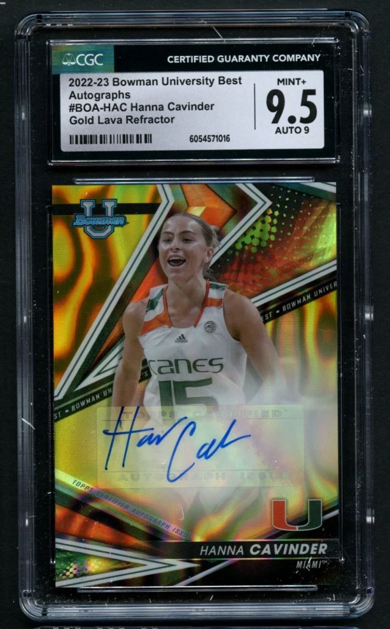 Hanna Cavinder 2022-23 Bowman Best Autographs Gold Lava Refractor 16/75 CGC 9.5
