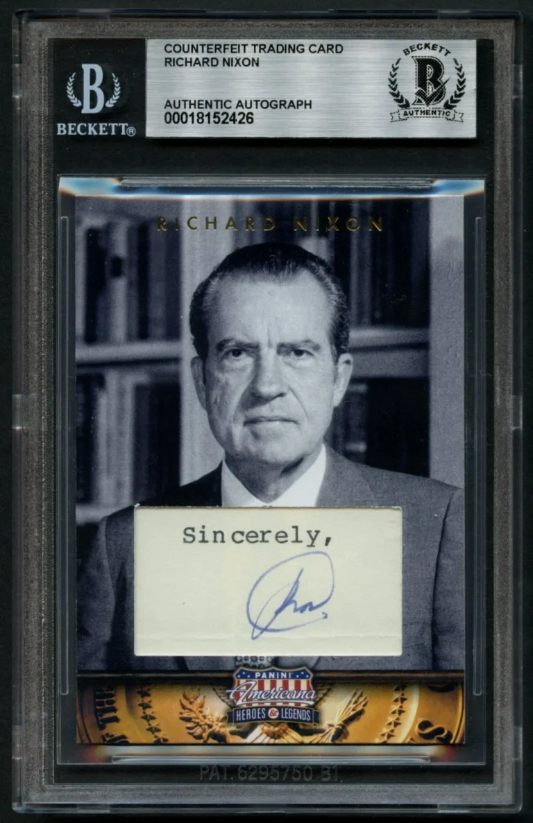 Richard Nixon signed autograph Americana Custom Cut Card 37th President BAS