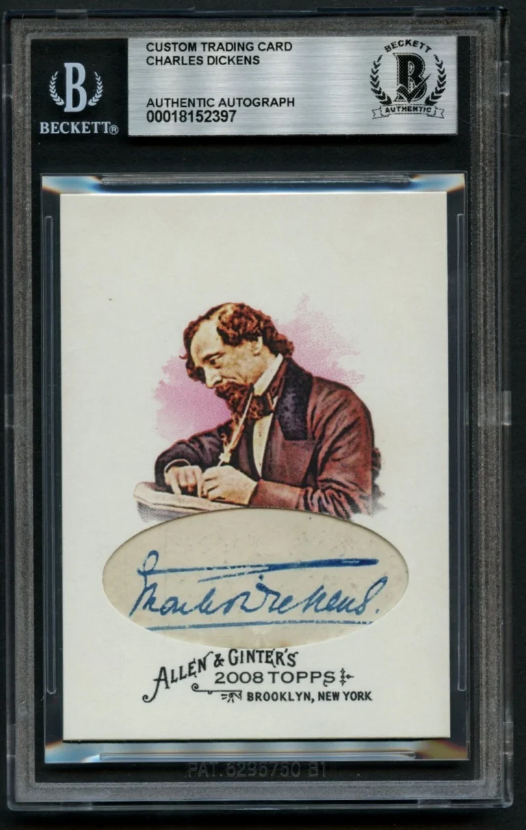 Charles Dickens signed autograph Authentic Custom Cut Card BAS Slabbed