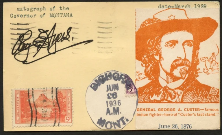 Roy Elmer Ayers d1955 signed autograph Governor of Montana Post Card