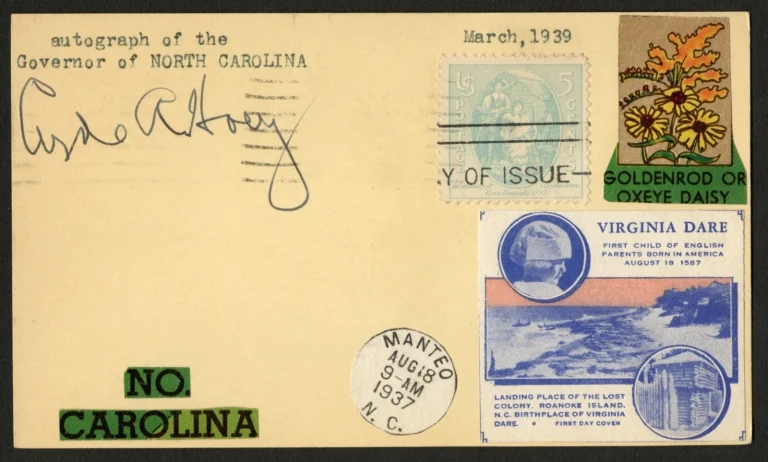 Clyde Roark Hoey d1954 signed autograph Governor of North Carolina Post Card