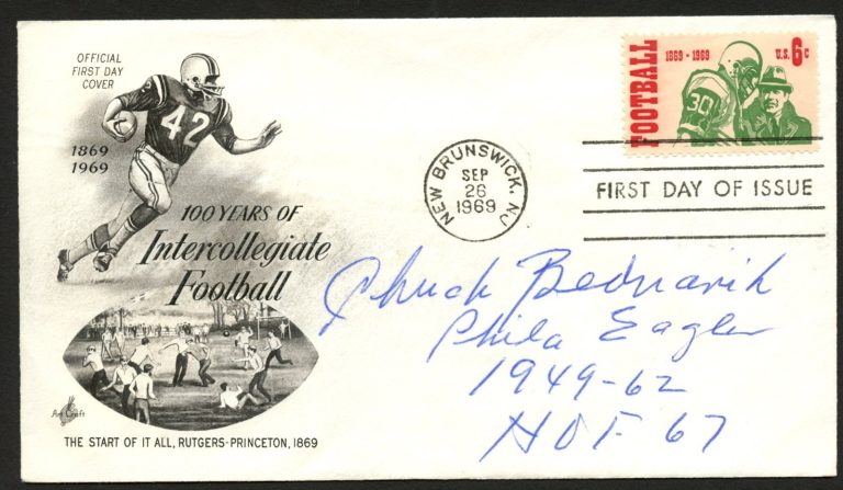 Chuck Bednarik d2015 signed autograph American Football Linebacker FDC