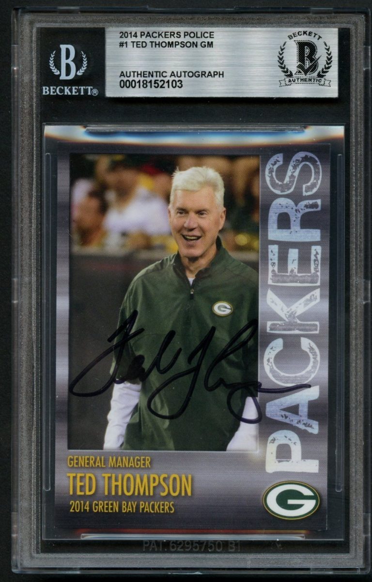 Ted Thompson #1 signed autograph 2014 Packers Police GM Football BAS Slabbed