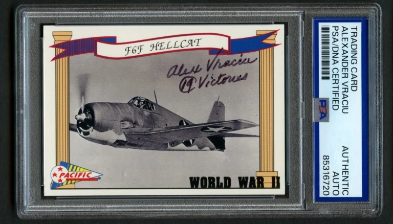 Alexander Vraciu signed autograph US Air Force WWII Trading Card PSA Slabbed