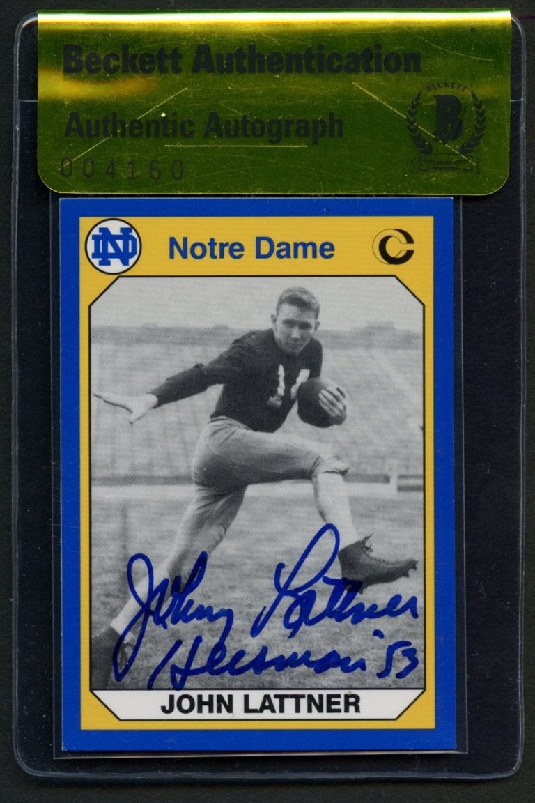 John Lattner #68 signed autograph 1990 Notre Dame 200 Football Card BAS