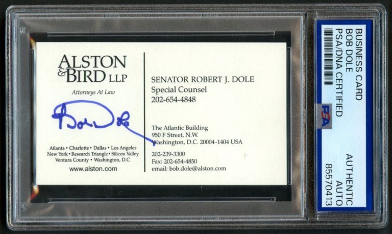Bob Dole d2021 signed autograph U. S. Senator Business Card PSA Slabbed