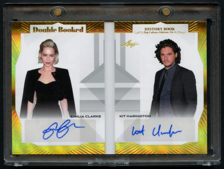 Emilia Clarke & Kit Harington signed Auto Leaf History Book Double Booked 1/1