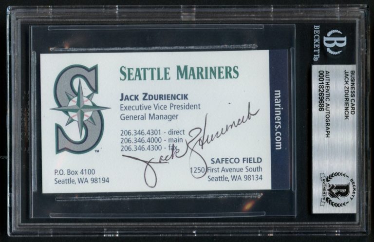 Jack Zduriencik signed autograph GM Seattle Mariners Business Card BAS Slabbed