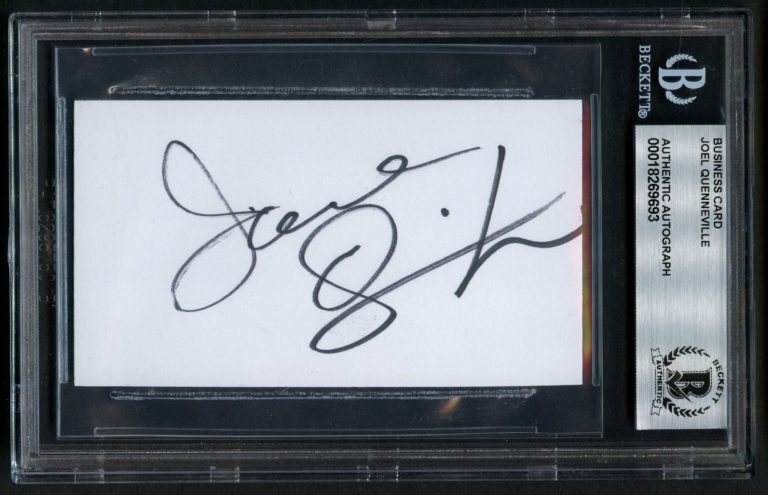 Joel Quenneville signed autograph Head Coach Blackhawks Business Card BAS Slab
