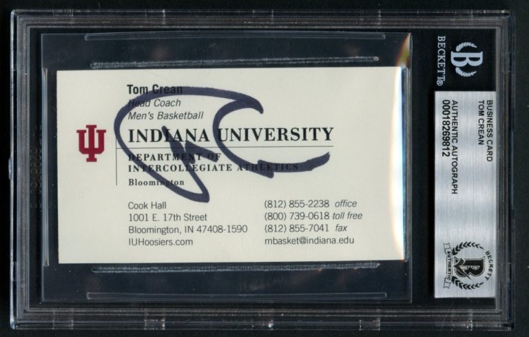 Tom Crean signed autograph Head Coach Indiana University Business Card BAS Slab