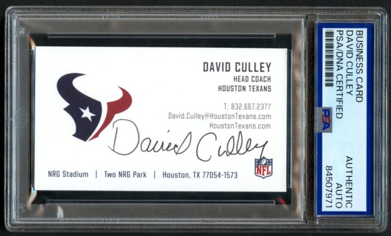 David Culley signed autograph Head Coach Houston Texans Business Card PSA Slab