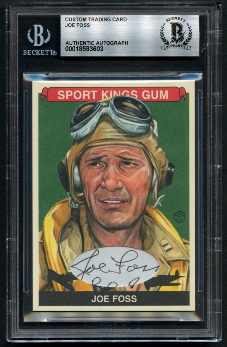 Joe Foss d2003 signed autograph Medal of Honor Custom Cut BAS Slabbed