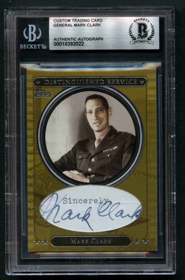 Mark Clark signed autograph US Army General WWII Custom Cut BAS Slabbed