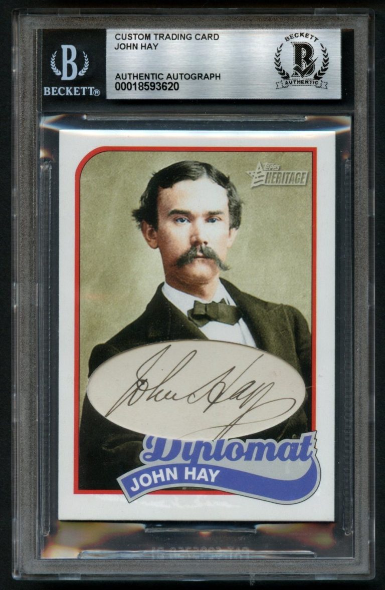 John Hay d1905 signed autograph U.S. Secretary of State Custom Cut Card BAS