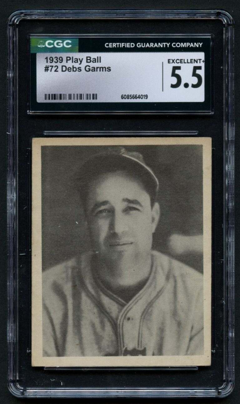 Debs Garms #72 1939 Play Bill Baseball Trading Card CGC Grade 5.5