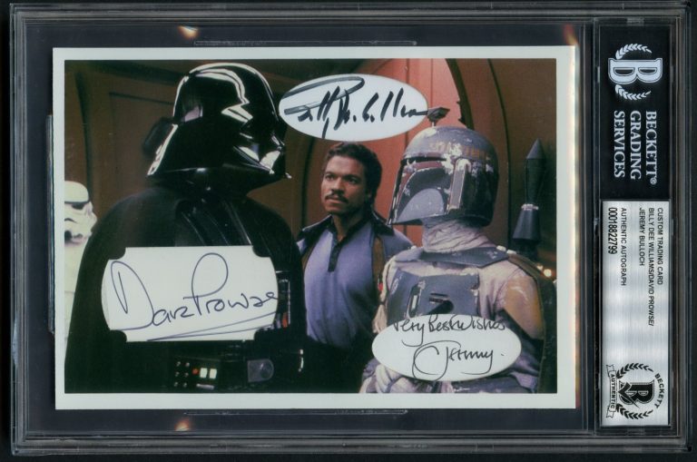 Bulloch, Williams & Prowse signed Custom Cut 1980 Star Wars Giant Photocard BAS