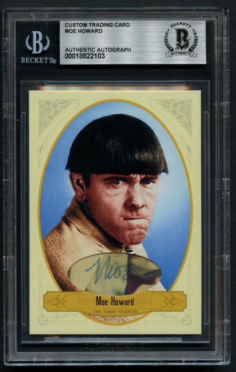 Moe Howard signed autograph Custom Cut Card The Three Stooges BAS Slabbed