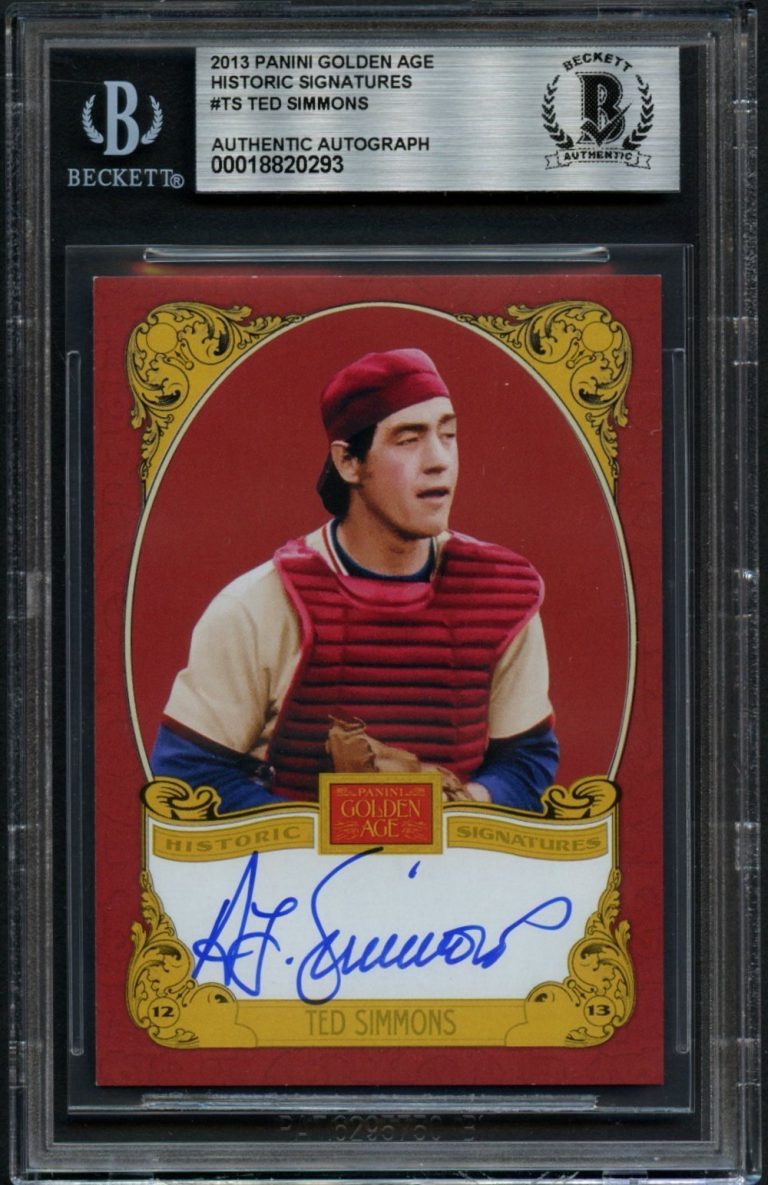 Ted Simmons signed autograph 2013 Panini Golden Age Baseball Coach BAS Slab