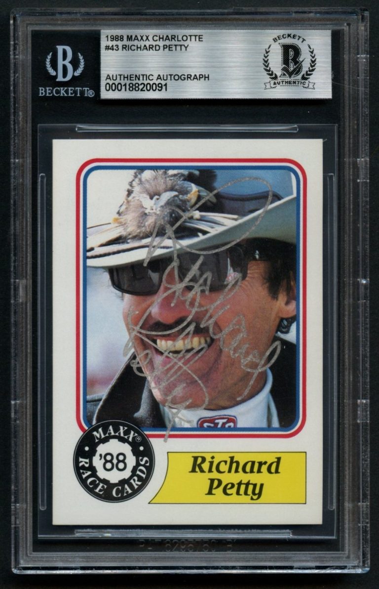 Richard Petty #43 signed autograph 1988 MAXX Charlotte Racing ROOKIE Card BAS
