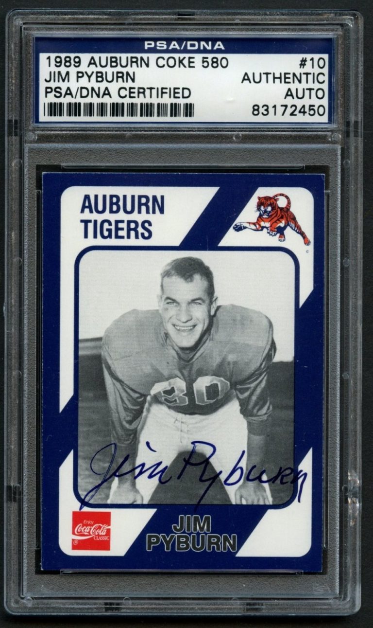 Jim Pyburn signed autograph auto 1989 Auburn Coke Trading Card PSA Slabbed