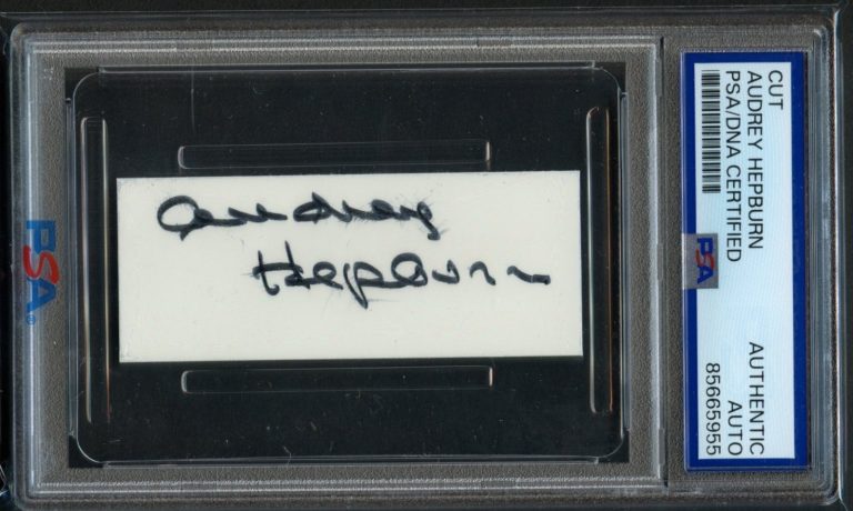 Audrey Hepburn signed autograph 1x3 cut Actress: Roman Holiday PSA Slabbed