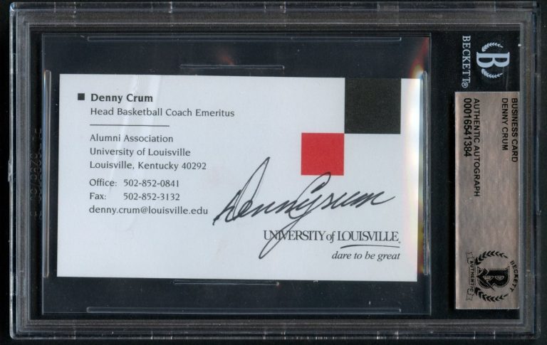 Denny Crum signed autograph Basketball Head Coach Business Card BAS Slabbed