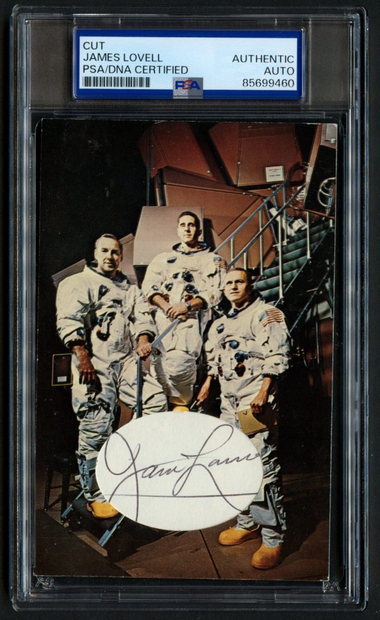 James Lovell d2025 signed autograph Custom Cut Astronaut Apollo 13 PSA Slabbed
